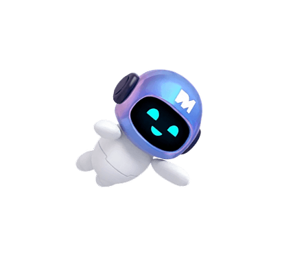 Powermatch robot mascot floating